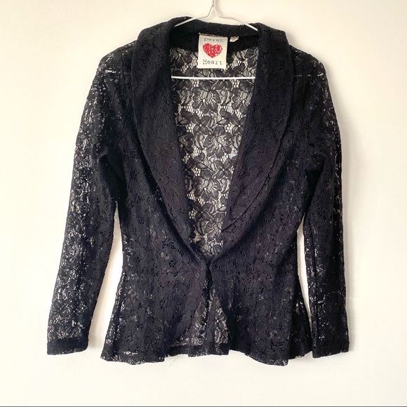 Black Lace Blazer Size M - Picture 1 of 2